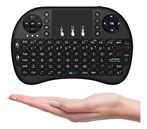 Teclado Bluetooth Smart Touchpad Qwerty Negro Con Luz Azul Negro
