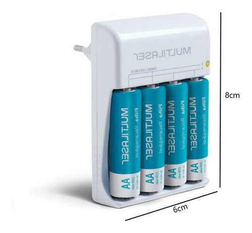 Imagem 4 de 5 de Kit Pilha Recarregável Com Carregador Bivolt Multilaser
