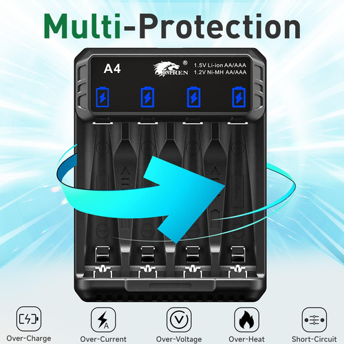 Cargador De Batería Aa Aaa De Litio Y Nimh Usb-c
