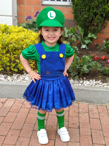 Imagen 1 de 1 de Disfraz Luigi O Mario Niña Disfraces Mario Bros Traje Niñas