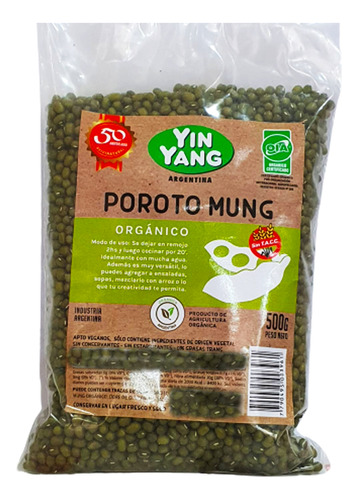 Poroto Mung Orgánico Yin Yang 500g Sin Tacc