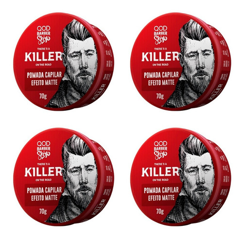 Pomadas Qod Barber Shop Killer Efeito Matte 70g - Kit C/4 Un