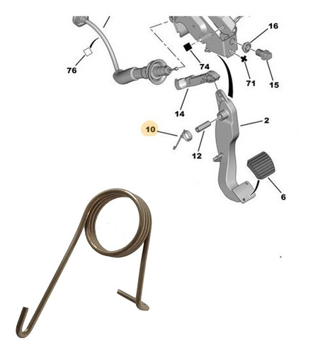 Mola Pedal Embreagem Original Hoggar 2010 A 2014 Peugeot