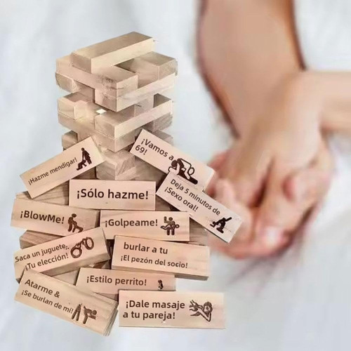 Js Juego Naughty Block Tower De 48 Piezas, Juegos De Madera
