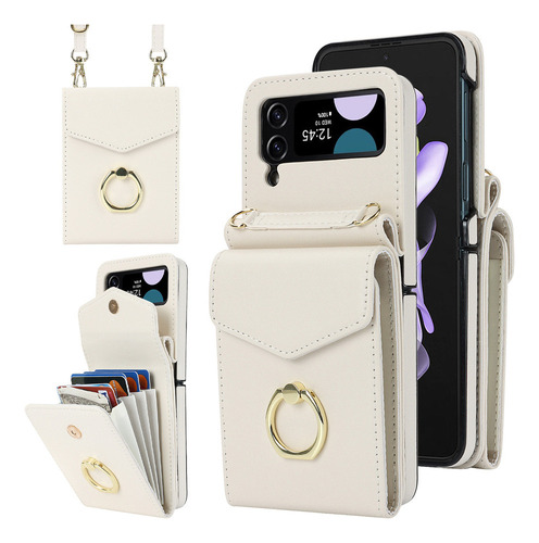 For Samsung Z Flip 3 Z4/5/6 Funda Cartera Negra Sofisticada