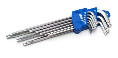 Imagen 4 de 5 de Juego Llaves Torx Largas Bremen 9 Pz T10 A T50 Herramientas Cod. 4159 Dgm