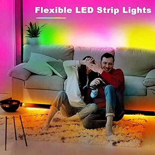 phopollo Luces LED de 32.8 pies de largo, tira de luces LED para  dormitorio, luces que cambian de color, luces LED para decoración,  habitación, RGB y