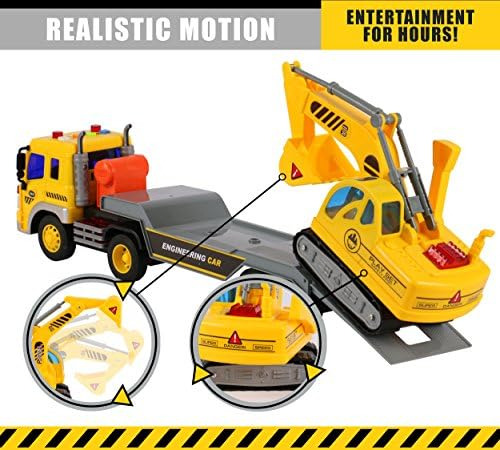 Camión De Remolque Con Excavadora De Juguete Toythrill