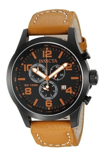 Reloj Invicta Hombre Analogico Crono Fechador 18498 Color de la malla Marrón claro Color del bisel Negro Color del fondo Negro