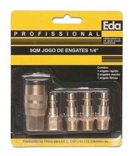 Kit 5 Pçs Engate Rapido 1/4 E Pinos (niples) Compressor