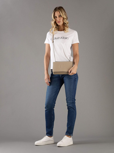 Bolsa Shoulder Café Calvin Klein Monograma Mujer
