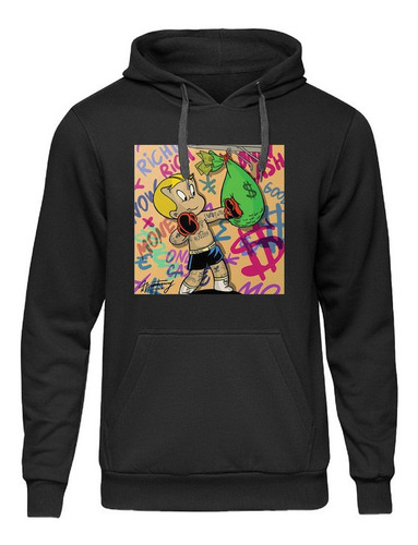 Sudadera Hoodie Negra Ricky Ricón Box Alec Monopoly Pintura