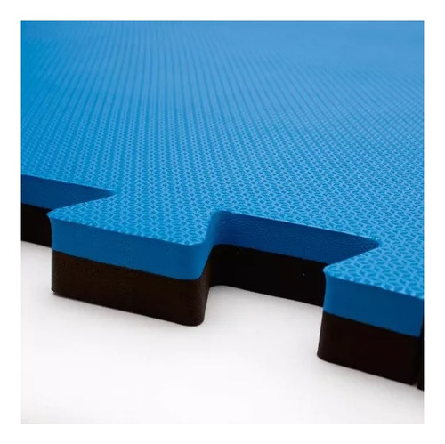 Kit 2 Tatame Tapete Eva 1x1 M 30mm 100x100x3cm Preto E Azul