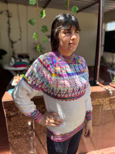 Sueter Pulover De Lana De Alpaca Clásico Hojitas