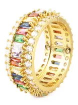 Comprar Anillo Rainbow Arcoiris Cristal Zirconia Churumbela Oro Grueso 9 Mm Envío + Estuche Gratis Colores Multicolor