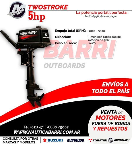 Motor Fuera De Borda Mercury 5 Hp 2 Tiempos