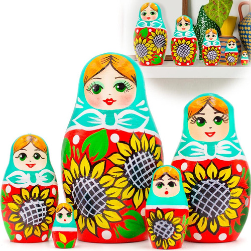 Jgo Muñecas Rusas De Anidación De 5 Pzas Muñeca Rusa Con Dec