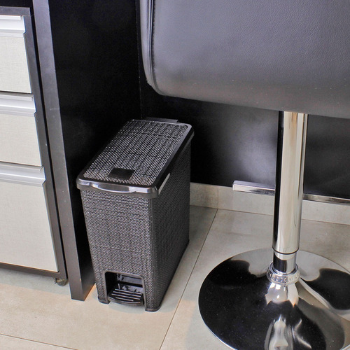 Lixeira Com Pedal Juta Preto Retangular 12l Nitron