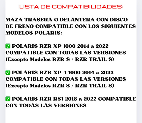 Masa Delantera/trasera Izq/der Polaris Rzr 1000 2014-2021