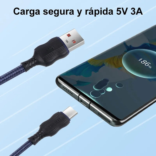 Hu Cable Tipo C Carga Rapida Cable Usb Datos Transfer 5v 3a