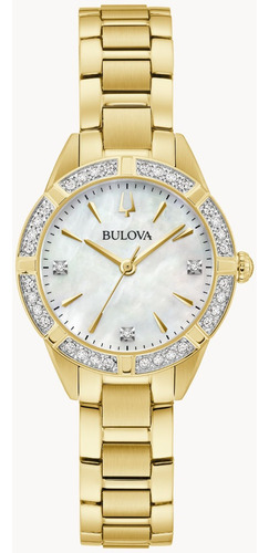 Reloj Bulova Clasico Sutton Para Dama 98r297 Ts Color de la correa Dorado Color del bisel Dorado / Cristales Color del fondo Madre Perla