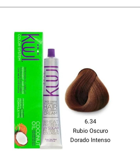 Tinte Kuul 6.34 Rubio Oscuro Dorado Cobrizo 90ml + Agua