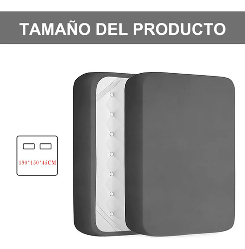 Cubre Colchón Impermeable Cubre Con Funda 190x150x45cm-gris