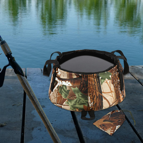 Lavabo De Cubo Plegable Para Acampar De Camuflaje Para Pesca
