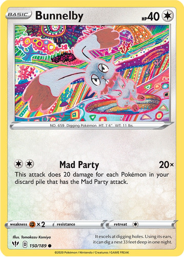 Cartas Pokemon Bunnelby 150/189 League Reverse Español Daa