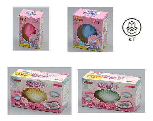 Kit de 2 huevos mágicos de sirena y 2 conchas variadas, Zoop Toys Color Colored