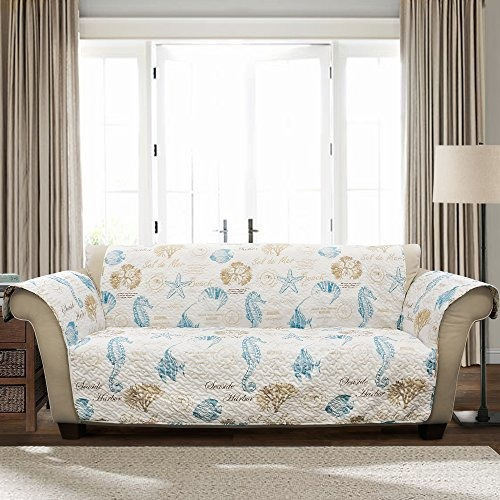 Lush Decor Harbor Life Blue Taupe Furniture Protector, Sofa,