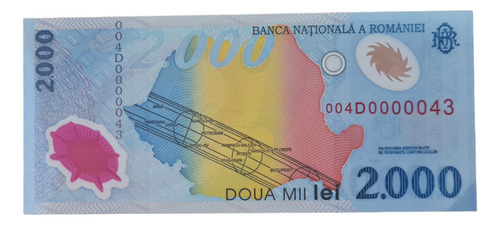 Billetes Mundiales Rumania 2000 Lei 1999 Polimero Num Bajo 