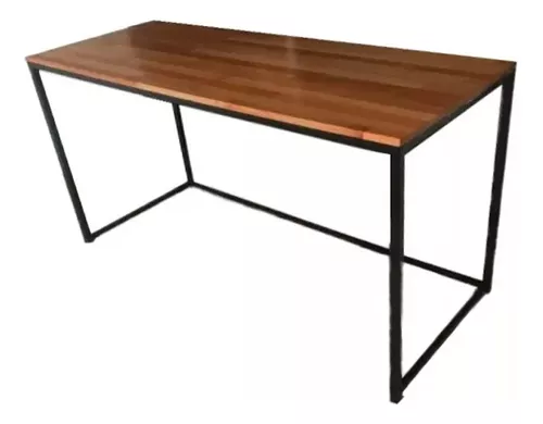 Escritorio natural-negro madera-hierro 100 x 50 x 77 cm