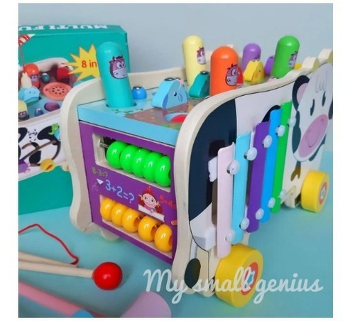 Juguete Didáctico Carrito De Vaca Con Música Y Martillo 7en1