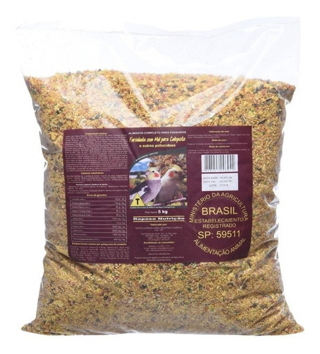 Farinhada Com Mel Para Calopsita - Raposo - 5kg