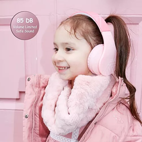 PowerLocus Auriculares para niños sobre la oreja, auriculares inalámbricos  Bluetooth para niños, con micrófono, volumen limitado de 85 DB, plegable
