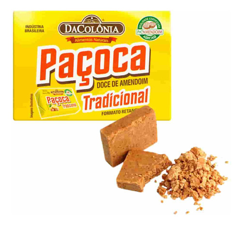 Paçoca Retangular Embalada Dacolônia Com 10 Unidades