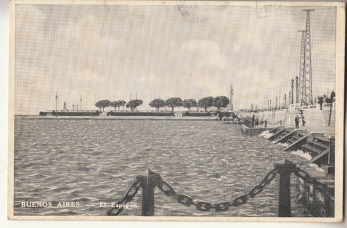 1938 Postal El Espigon De La Costanera Buenos Aires Cursada