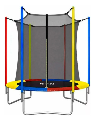 Femmto TPL06FT00 cama elastica 1.85 M trampolin con red protectora Lona de salto Negro color del cobertor de resortes Amarillo/Rojo/Azul