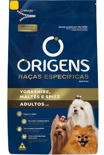 Ração Origens Yorkshire Maltês Spitz Cães Adultos 3kg