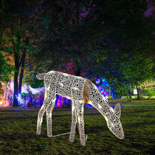Navidad Reno Al Aire Libre Jardín De Navidad Luces Arte