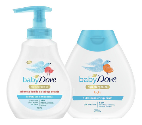 Sabonete líquido Baby Dove Baby Hidratação Enriquecida em líquido 200 ml pacote x 2 un