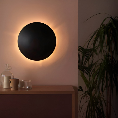 Aplique De Pared Led Circular 12w Puraluz Hogar Moderno Deco Estructura Negro