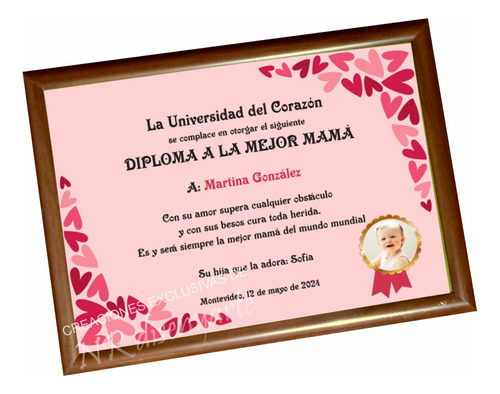 Diploma Con Marco, Día De La Madre, Padre, Abuelo, Maestro