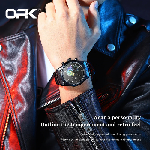 Reloj Opk Original De Cuarzo Clásico Con Calavera En Relieve