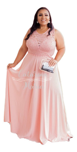 vestido de madrinha rosa chá plus size