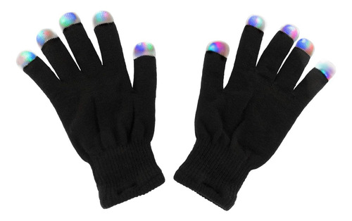 Guantes De Punto Negros Led Estroboscópicos Yemas De D...