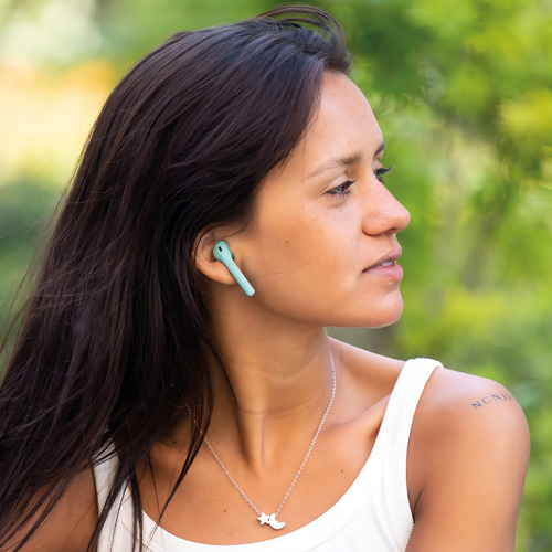Fone de ouvido in-ear sem fio Lhotse Bluetooth RM12 azul-celeste