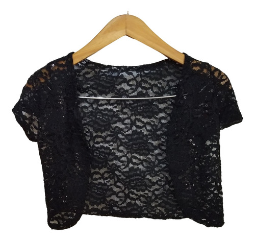 Saco Camisa Blusa Torerita Encaje Negro Brillo S/m Promo!!!