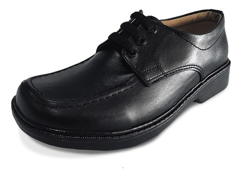 Zapato Colegial Cuero Negro Amarrar Cocido Uniforme Elegante